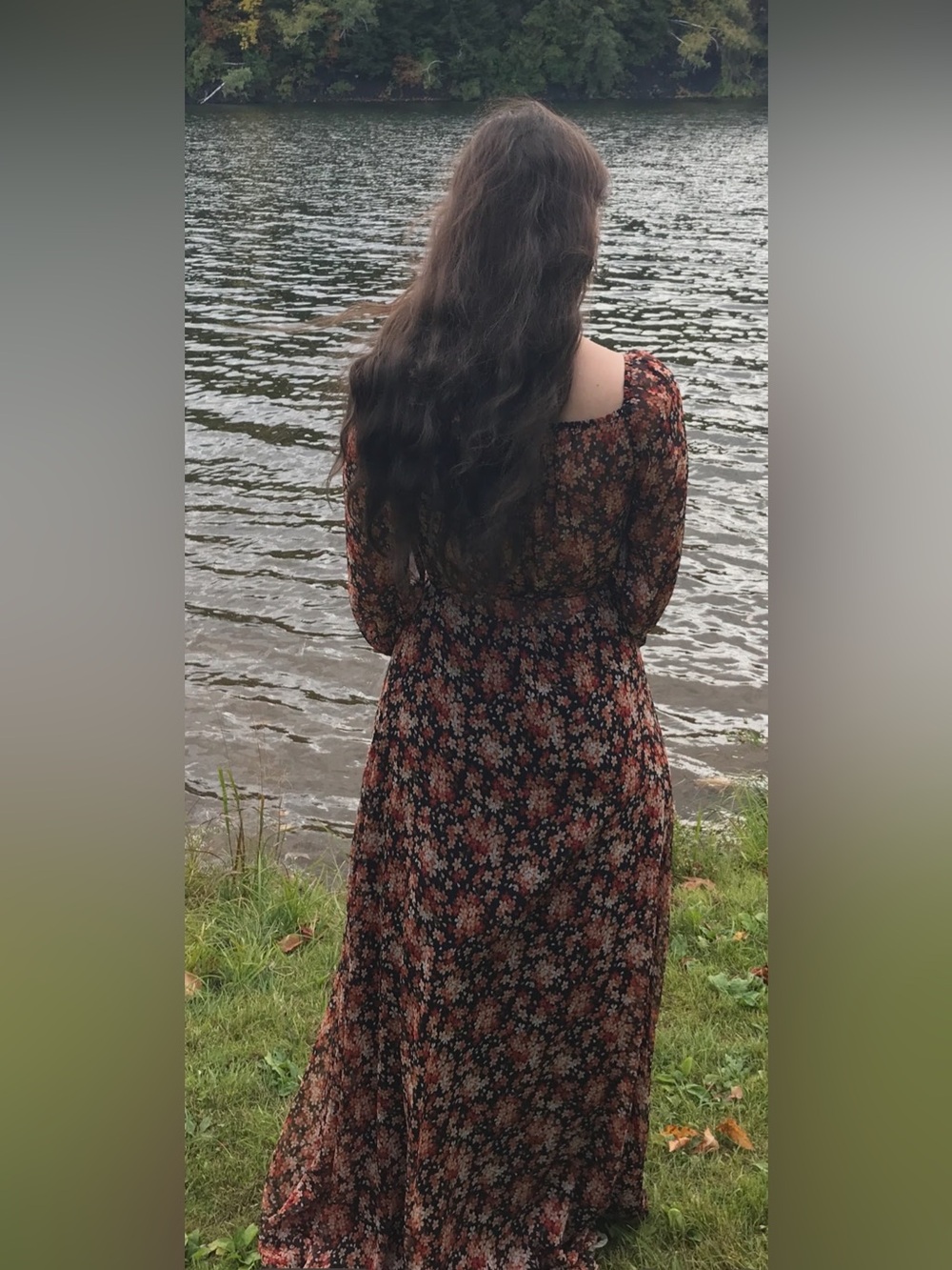 ❤️Lulus Autumn Ditsy floral long sleeve wrap maxi dress